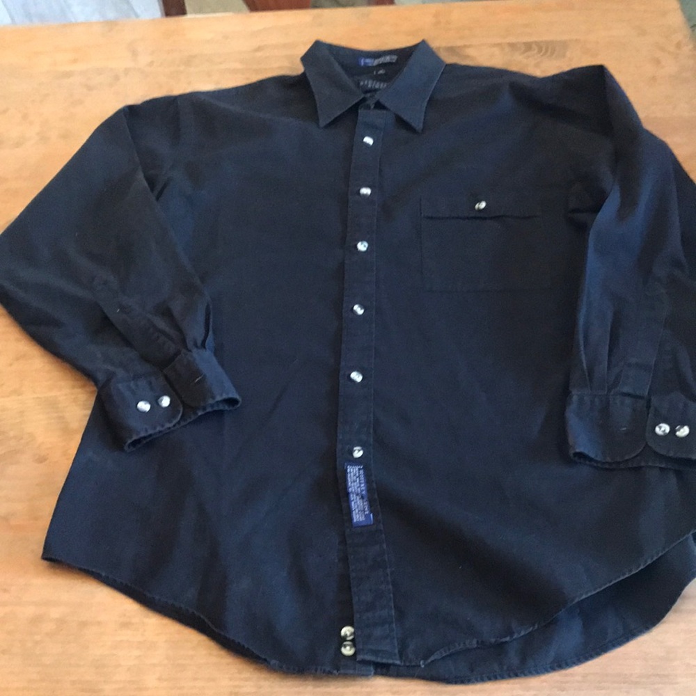 Geoffrey Beene size 16 32/33 black button down collar shirt long sleeved
